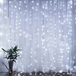 1pc Curtain Fairy Lights, With 300 LEDs, 8 Modes Remote Control Curtain Lights, IP67 Waterproof Waterfall Lights, For Garden Party Decorations, Gazebo, Christmas