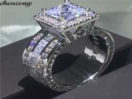 choucong Vintage Court Ring 925 sterling Silver Princess cut 5A cz stone Engagement Wedding band Rings For Women Jewellery Gift1570353