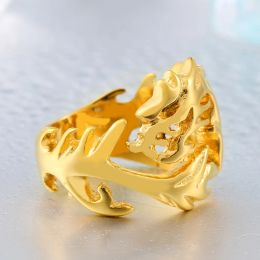 Vintage Viking Fire Dragon Ring For Men Women 14K Gold Viking Ring Fashion Punk Hip Hop Jewellery Gift