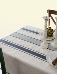 Table Cloth Vintage Linen Cotton Striped Tablecloth For Home Table Decoration Dustproof Dining Party Banquet Table Runner Mantel M2796006