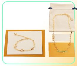 Europe America Fashion Style Forever Young Necklace Bracelet Women Lady Gold Colour Hardware Hollow Out V Letter Flower Chain Jewel4456026