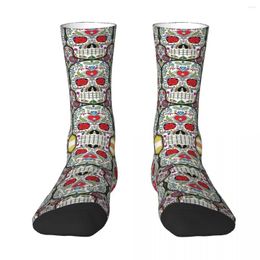 Men's Socks All Seasons Crew Stockings Sugar Skulls 1 Harajuku Funny Hip Hop Long Accessories For Men Women Birthday Present