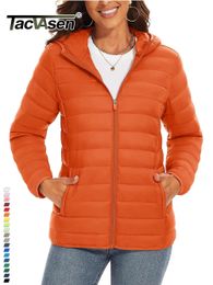 TACVASEN Full Zip Up Hooded Puffer Jacket Womens Winter Quilted Warm Down Coats Casual Windbreaker Padded Outwear Outdoor Cloth 240106