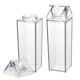 Water Bottles Cabilock 2pcs Transparent 500ML Milk Square Juice Container For Outdoor Sports Travel