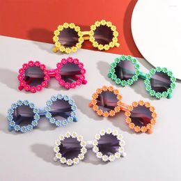 Sunglasses Kids Daisy Round Flower Outdoor Sun Protection Eyewear Novel Disco Festival Party Shades For Girls