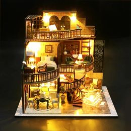 Creative handmade DIY 3D puzzle pink doll house assembly model children's toys girls teenagers adults 12gifts 240106