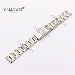 CARLYWET 17 18 19 20mm 316L Stainless Steel Silver Brushed Watch Band Strap Old Style Oyster Bracelet Straight End Screw Links297p