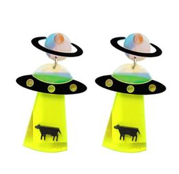 Fashion Acrylic Exaggerated ET Alien Earrings UFO Spaceship Party Summer Accessory Dangle Chandelier69840211367374