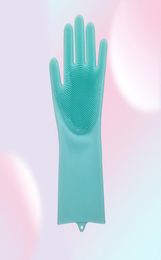 Disposable Gloves Magic Silicone Dishwashing Scrubber Dish Washing Sponge Rubber Scrub Kitchen Cleaning 1 Pair7180229