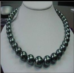 Fine Pearl Jewellery 18quot 1214mm Natural Tahitian black Round pearl necklace 14K2445817