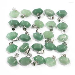 Pendant Necklaces Natural Stone Hexagonal Pillar Green Aventurine Ornament Pendants Necklace Charms DIY Jewelry Accessories Making Wholesale