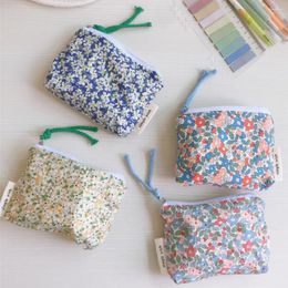 Cosmetic Bags Mini Cotton Make Up Bag Small Zipper Flower Inner Organiser For Women Children Fabric Little Coin Purses Wallets