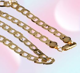 OMHXZJ Whole Personality Chains Fashion OL Woman Girl Party Wedding Gift Golds 8MM Figaro Chain 18KT Gold Chain Necklace 9102329