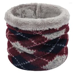 Bandanas Colored Pattern Knitted Neck Cover For Men's Autumn And Winter Plush Warm Scarf