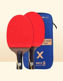 Huieson 6 Star Carbon Fibre Blade Table Tennis Racket Double Face Pimples Ping Pong Paddle Racket Set 2201055870915