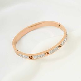 A Classic Cartres Bangle Japanese and Korean Light Luxury Micro Inlaid Three Rows Full Diamond Card Home 18k gold Bracelet Womens Fashion Small Popular Handicraft Ho