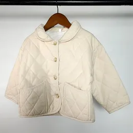 Jackets Children's Winter Clothing For Boys And Girls Korean Style Retro Treading Rhombus Cotton-Padded Coat All-Mat