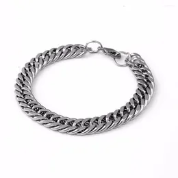 Link Bracelets Harajuku Couple Silver Colour Hand Chain Hip Hop Stainless Steel Accessories Punk Jewellery Men's Heavy