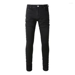 Men's Jeans Arrivals Black Distressed Slim Fit Steetwear Style Blank Skinny Stretch High Street Ripped