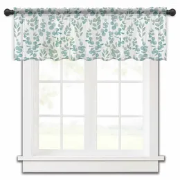 Curtain Plant Color Floral Pastoral Watercolor Small Window Tulle Sheer Short Living Room Home Decor Voile Drapes