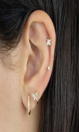 2021 New Minimal Delicate Cute Butterfly Hoop Earring Micro Pave White Clear CZ Butterfly Trendy Cute Animal Girl Huggie Jewelry8516172