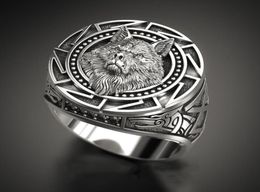 Vintage Silver Plated Relief Wolf Head Ring For Mens Gothic Steampunk Party Anniversary Ring Jewelry Hip Hop Accessories Gift8990969