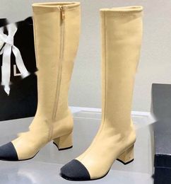 Sheepskin Knee Boots Classic Chunky Heel Casual Shoes Designer Luxury Fall Winter Retro Suede Stretch Hight Rainboots