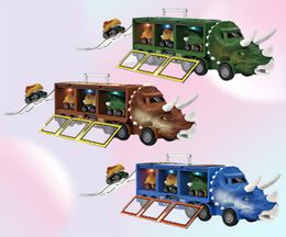 Dinosaur Transport Truck Pull Back Dino Car Vehicle Container Storage Model Lighting Music Kids Toys Boys Birthday Gift 2205071195117