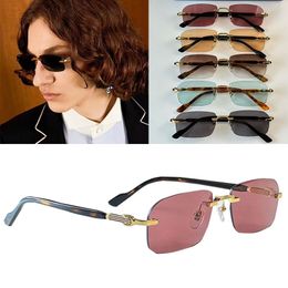 Designer fashiona frameless sunglasses square metal frame decorative mirror high quality Colour changing and UV400 resistant sunglasses with protect case GG1221S