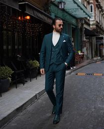 Men's Suits Dark Green Classic Full Suit 3pcs Blazer Vest Pants Business Wear Formal Party Pink Groom Tuxedo Costume Homme