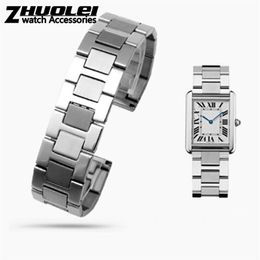 luxurious 316L Stainless Steel bracelet For TANK solo wristband high quality brand watchband 16mm 17 5mm 20mm 23mm silver color281L
