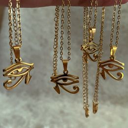 Stainless Steel Ancient Egypt Symbol Charm Necklace Vintage Egyptian Pharaoh Eye Of Horus Pendant Necklaces For Women Fashion Jewelry