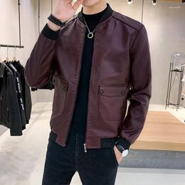 Men's Jackets Slim Fit Casual Spring Autumn Solid Colour Stand Collar Fashion Simple Tops Zipper Multi Pockets Cosy Male Coats