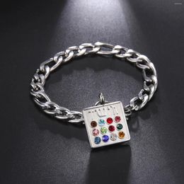 Charm Bracelets EUEAVAN Jewish 12 Tribes High Priest Bracelet Stainless Steel Hebrew Inscription Breastplate Crystal Amulet Jewelry