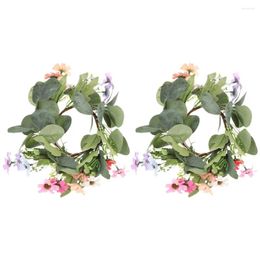 Decorative Flowers Birthday Wedding Spring Candle Rings Wreaths Flower Table Centrepiece