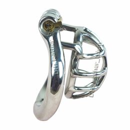 Locking Stainless Steel Male Chastity Cage Super Small Metal Cock Cage with Arcing Penis Ring Sex Toys for Men