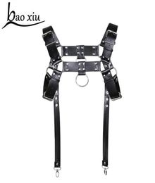 rock Men Male handsome Punk Leather Harness Stud Rivet Goth Handmade cool Bondage Body chest belt Sling Braces shoulder belt5266318