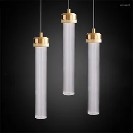 Pendant Lamps American Strip Glass Barrel Lights LED Restaurant Bar Modern Nordic Coffee Store Bedroom Decor Hanging Lighting