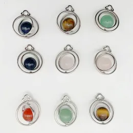 Rotating Bead European and American Pendant Ornament Natural Stone Transport Bead Copper Pendant Chain Seven Chakra Spiritual Energy Healing Crystal Jewelry Gift