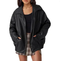 Women's Jackets Leather Oversized Faux Motorcycle Plus Size Moto Biker Coat Fall Outfits Fashion Clothes 2024