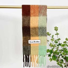 Inner Mongolia Ac Rainbow Plaid Wool Scarf Alpaca Hair Mohair Blended Tassel YM2M