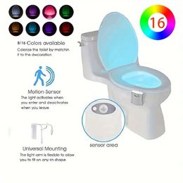 Toilet Motion Sensor Night Light, 8/16 Colour Bathroom Sensor Light Intelligent Induction Bathroom LED Light, Body Motion Activated Seat Up And Down Sensor Night Light.