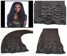 7pcs Human hair clip in hair extension GEASY brazilian yaki clip ins human hair 120g4429688