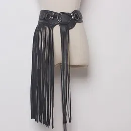 Stage Wear 2024 Arrival Women PU Leather Tassel Belt Skirt Asymmetric Clothing Fashion Dress Celebrate Costume Performance Party