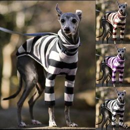 Dog Apparel Striped Clothes For Greyhounds Whippet Jacket Coat Warm Two-legged Pullover Overalls Stretch Turtleneck Pet Clothing