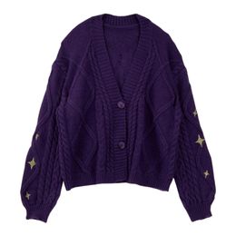 Autumn Winter Vintage Cardigan Sweater for Women Long Sleeve Coat Fashionable Street Top Female Jacket 240106