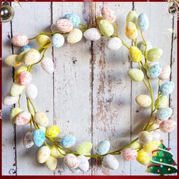 Decorative Flowers 36cm Door Hanging Easter Egg Wreath DIY Eggs Garland Ornaments Creative Festival Theme Party Supplies