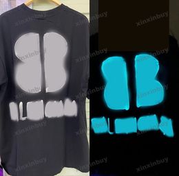 xinxinbuy 2024 Men designer Tee t shirt Luminous letter print women black gray yellow blue S-2XL