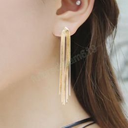 Bohemian Geometric Vintage Long Metal Chain Tassel Dangle Earrings For Women Party Jewelry Gift