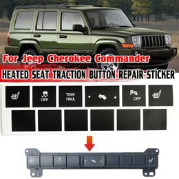 Car Stickers 5 Sets For Jeep Cherokee Commander Matte Black Heated Seat Traction Button Repair Sticker Set Interior Replacement Accessories